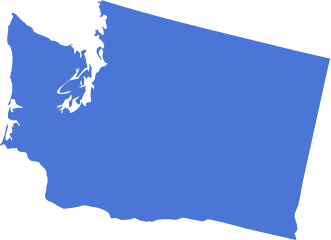 A blue icon in the shape of the US State of Washington symbolizing pre-settlement funding in Washington